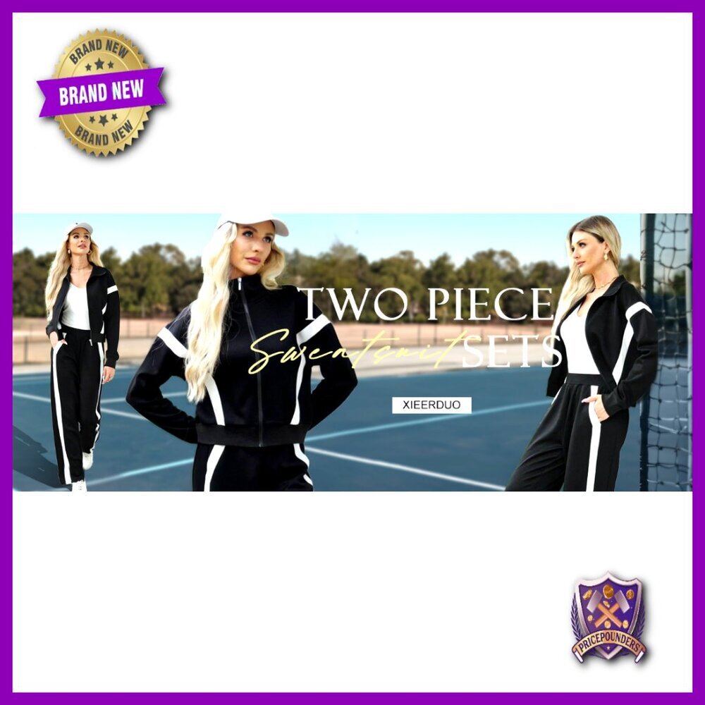 Soft Tracksuit Set with Zip Hoodie and Wide Leg Sweatpants, Pockets - Picture 6 of 7